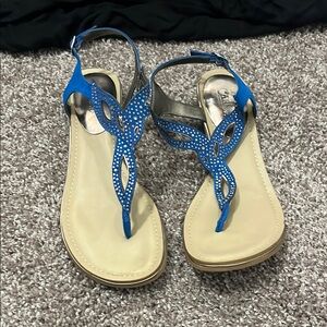 Carlos by Carlos Santana Blue and Cream Sandals with Thong Design